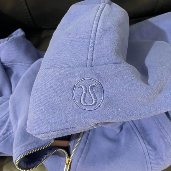 Lululemon scuba BEAUTIFUL Blue Half-Zip Cropped Hoodie XL XXL soft, thumb holes - Picture 2 of 14